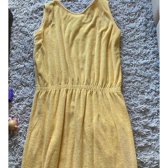 Vintage Gertrude Davenport Dress Long Terrycloth Yellow Large Pocketed Maxi - Picture 6 of 9